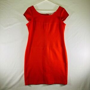 Banana Republic Womens Orange Dress size 10 Sheath Knee Length Cap Sleeves